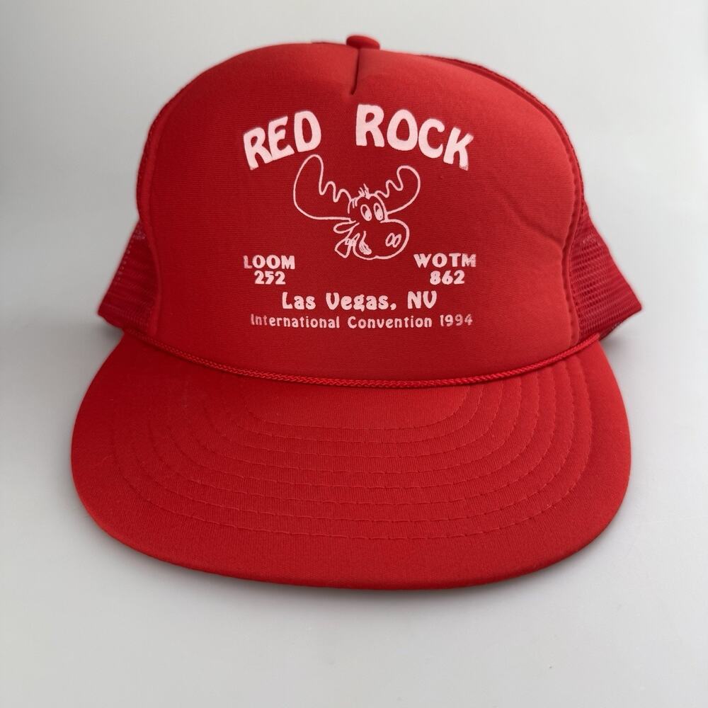Vintage Red Rock Las Vegas WOTM Trucker Hat Snapback Red 1994 Moose